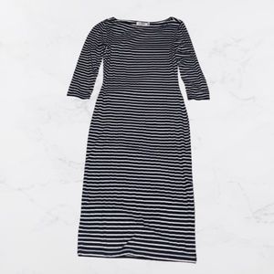 JustFab striped midi dress side split black/white